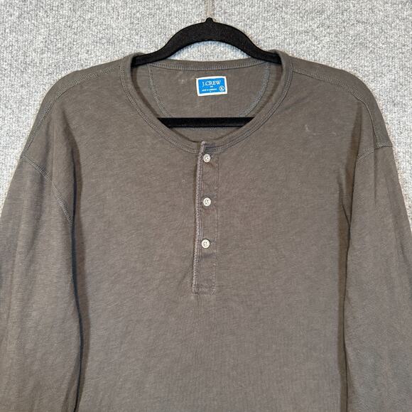 J.Crew Shirt Mens XL Gray Thermal Henley Knit Long Sleeve Stretch - Picture 3 of 8